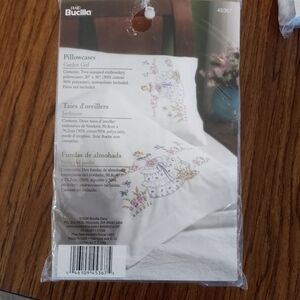 Bucilla Garden Girl Pillowcases cross stitch kit